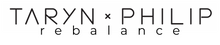 Collaborative brand name 'Taryn x Philip rebalance' displayed in a stylized font.